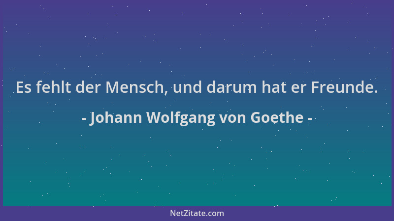 Johann Wolfgang von Goethe - Es fehlt der Mensch, und darum hat er Freunde....