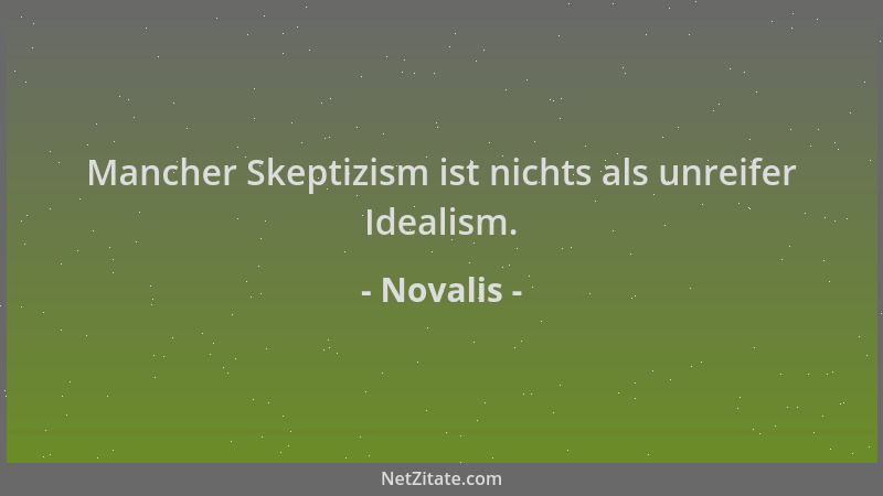 Novalis - Mancher Skeptizism ist nichts als unreifer Idealism....