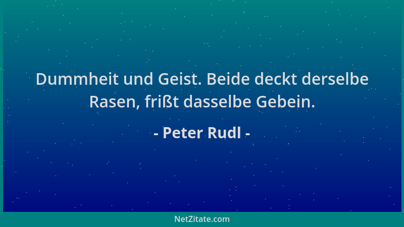 Peter Rudl - Dummheit und Geist. Beide deckt derselbe Rasen, frißt dasselbe Gebein....