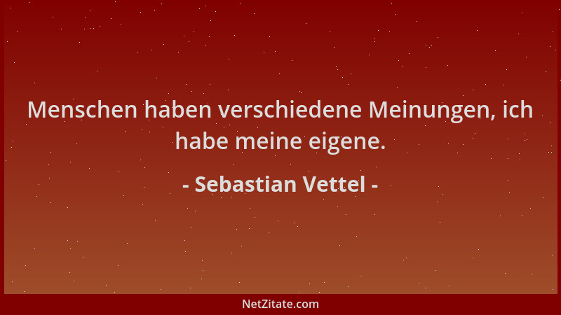 Sebastian Vettel - Menschen haben verschiedene Meinungen, ich habe meine eigene....
