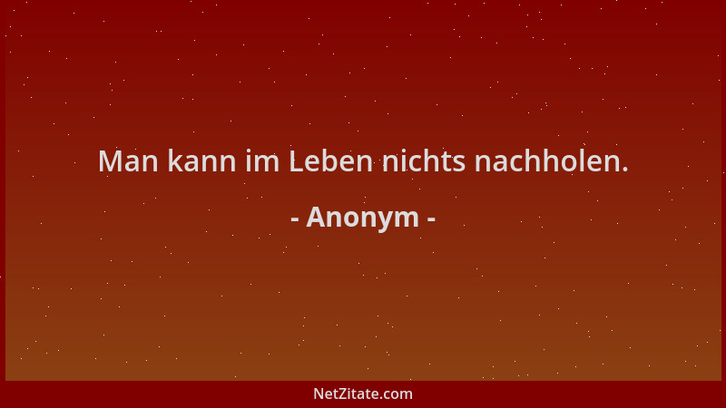 Anonym - Man kann im Leben nichts nachholen....
