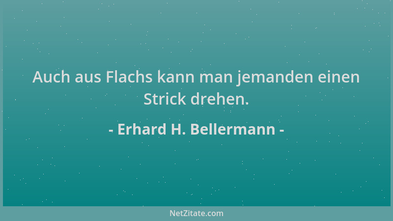 Erhard H. Bellermann - Auch aus Flachs kann man jemanden einen Strick drehen....