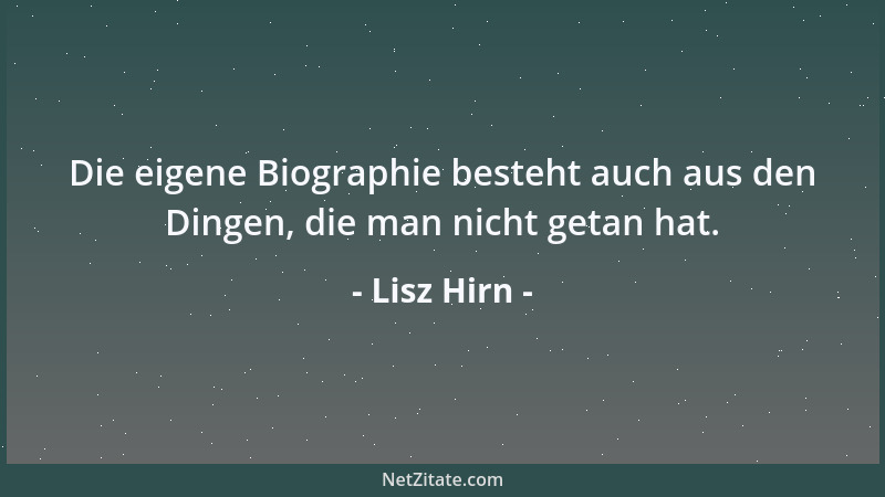 Lisz Hirn - Die eigene Biographie besteht auch aus den Dingen, die man nicht getan hat....