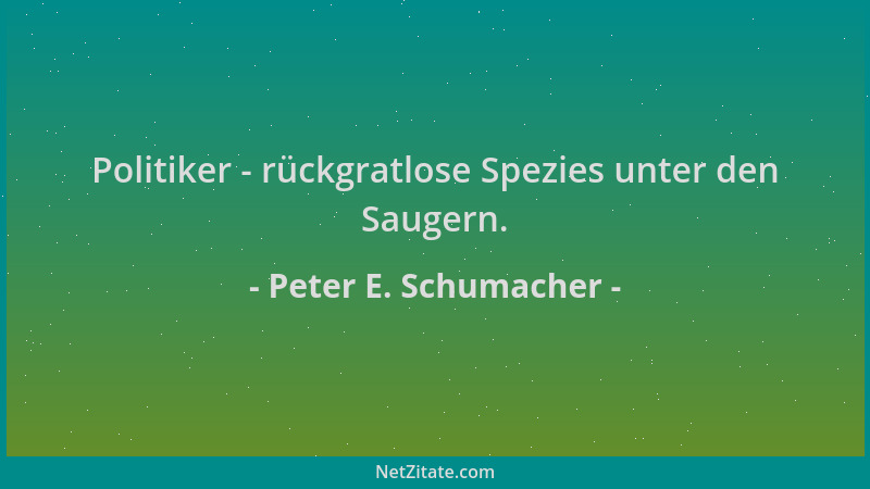 Peter E. Schumacher - Politiker - rückgratlose Spezies unter den Saugern....