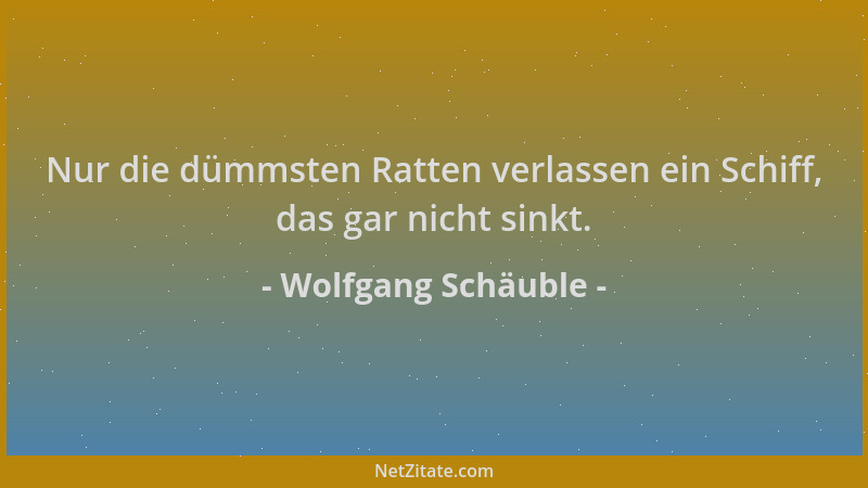 Wolfgang Schäuble - Nur die dümmsten Ratten verlassen ein Schiff, das gar nicht sinkt....