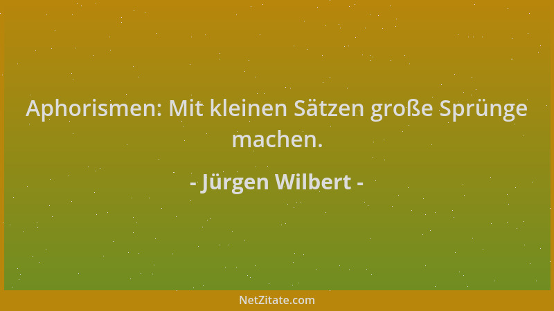 Jürgen Wilbert - Aphorismen: Mit kleinen Sätzen große Sprünge machen....