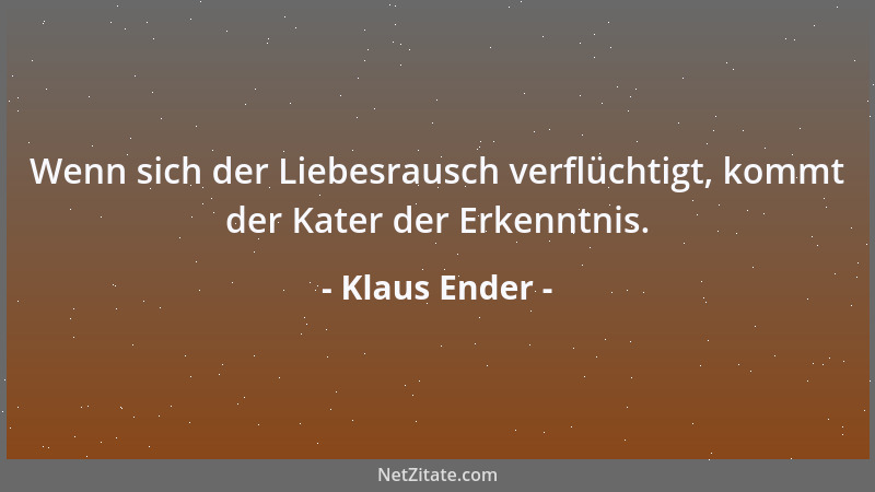 Klaus Ender - Wenn sich der Liebesrausch verflüchtigt, kommt der Kater der Erkenntnis....