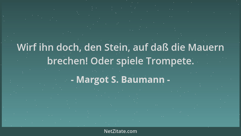 Margot S. Baumann - Wirf ihn doch, den Stein, auf daß die Mauern brechen! Oder spiele Trompete....