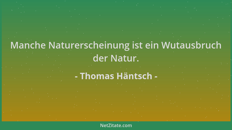 Thomas Häntsch - Manche Naturerscheinung ist ein Wutausbruch der Natur....