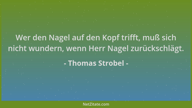 Thomas Strobel - Wer den Nagel auf den Kopf trifft, muß sich nicht wundern, wenn Herr Nagel zurückschlägt....
