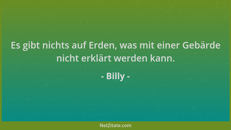 Billy - Es gibt nichts auf Erden, was mit einer Gebärde nicht erklärt werden kann....