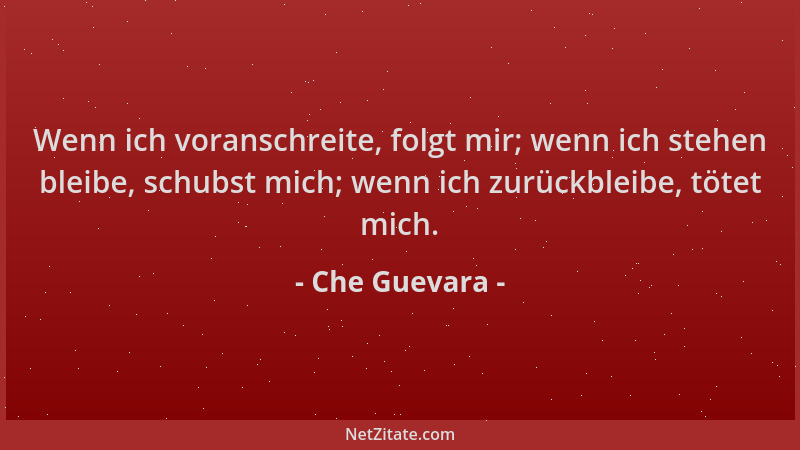 Che Guevara - Wenn ich voranschreite, folgt mir; wenn ich stehen bleibe, schubst mich; wenn ich zurückbleibe, tötet mich....
