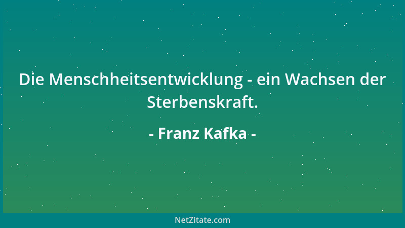 Franz Kafka - Goethe hält durch die Macht seiner Werke die Entwicklung der deutschen Sprache wahrscheinlich zurück....