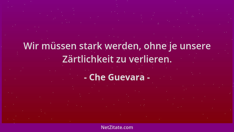 Che Guevara - Wir müssen stark werden, ohne je unsere Zärtlichkeit zu verlieren....
