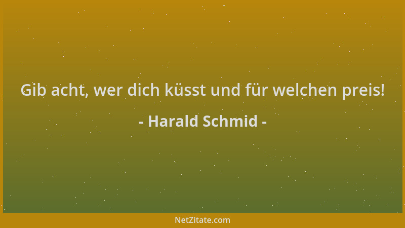 Harald Schmid - Gib acht, wer dich küsst und für welchen preis!...