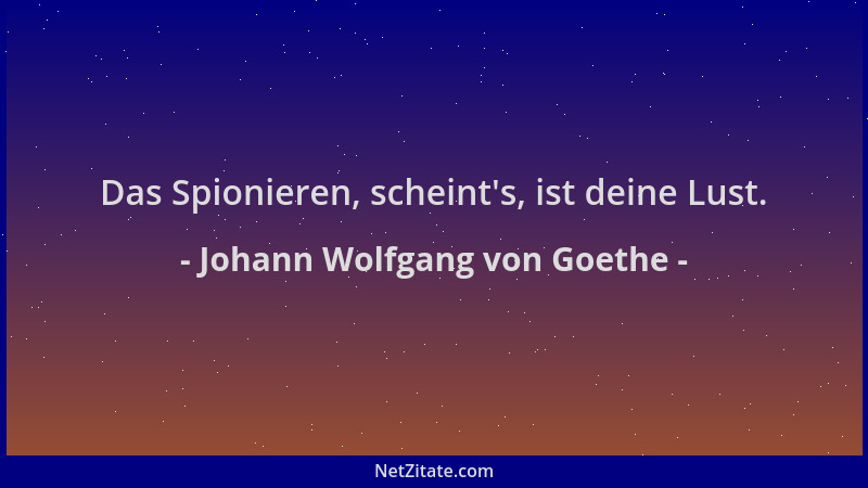 Johann Wolfgang von Goethe - Das Spionieren, scheint 's, ist deine Lust....