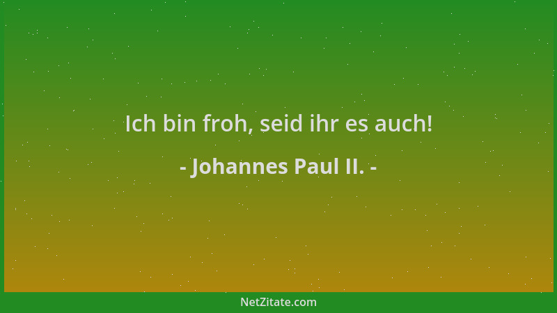 Johannes Paul II. - Ich bin froh, seid ihr es auch!...