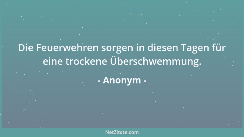 Anonym - Die Feuerwehren sorgen in diesen Tagen für eine trockene Überschwemmung....