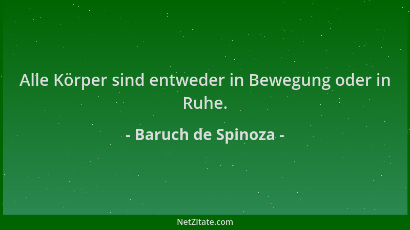 Baruch de Spinoza - Alle Körper sind entweder in Bewegung oder in Ruhe....