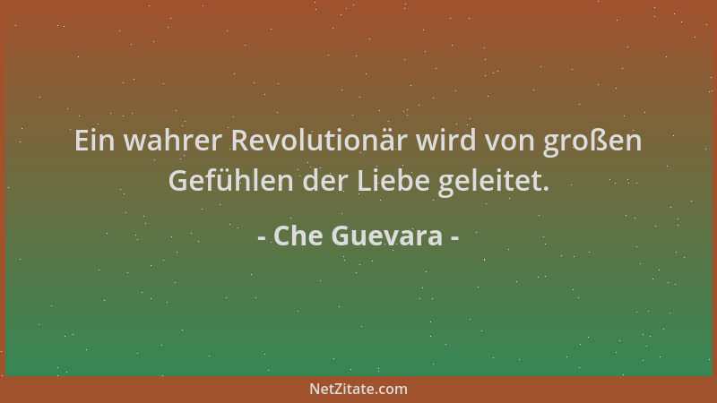 Che Guevara - Ein wahrer Revolutionär wird von großen Gefühlen der Liebe geleitet....