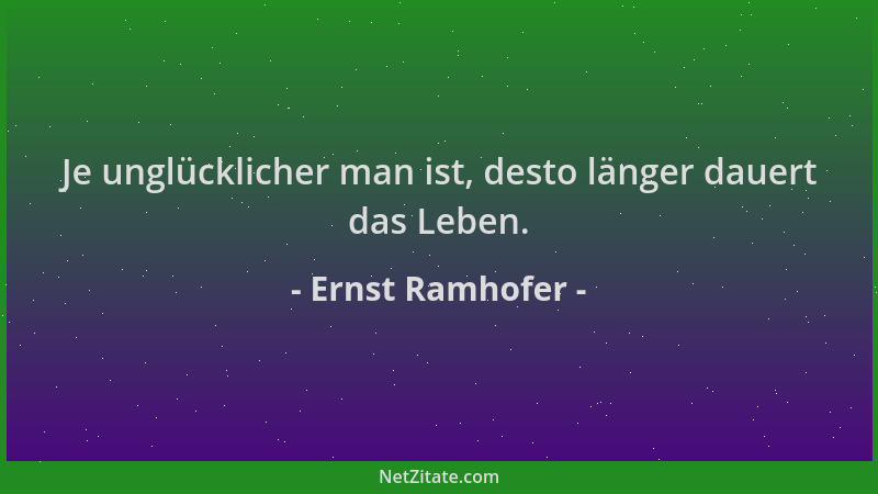 Ernst Ramhofer - Je unglücklicher man ist, desto länger dauert das Leben....