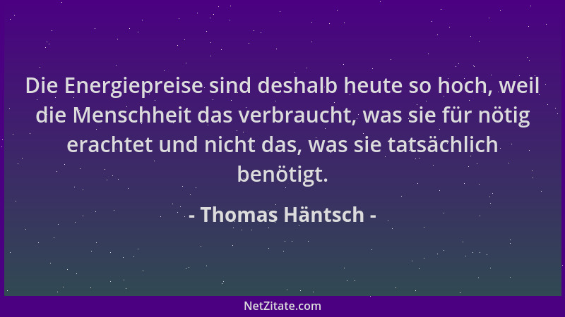 Thomas Häntsch - Die Energiepreise sind deshalb heute so hoch, weil die Menschheit das verbraucht, was sie für nötig eracht...