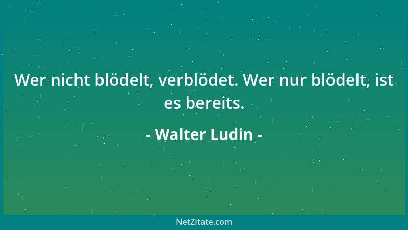 Walter Ludin - Wer nicht blödelt, verblödet. Wer nur blödelt, ist es bereits....