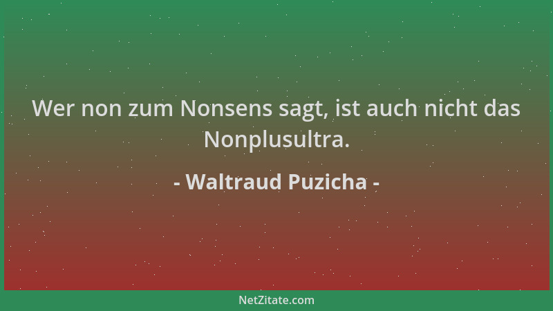 Waltraud Puzicha - Wer non zum Nonsens sagt, ist auch nicht das Nonplusultra....