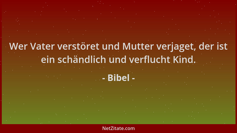 Bibel - Wer Vater verstöret und Mutter verjaget, der ist ein schändlich und verflucht Kind....