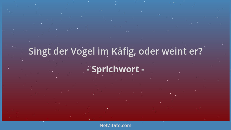 Sprichwort - Singt der Vogel im Käfig, oder weint er?...
