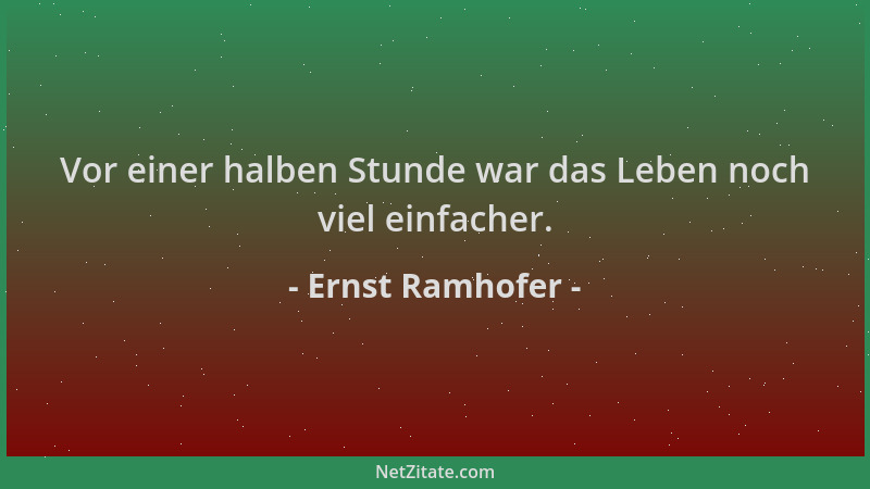 Ernst Ramhofer - Vor einer halben Stunde war das Leben noch viel einfacher....