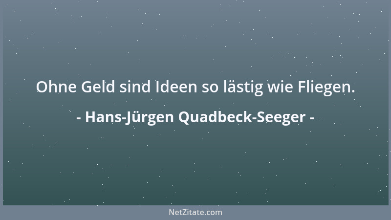 Hans-Jürgen Quadbeck-Seeger - Ohne Geld sind Ideen so lästig wie Fliegen....