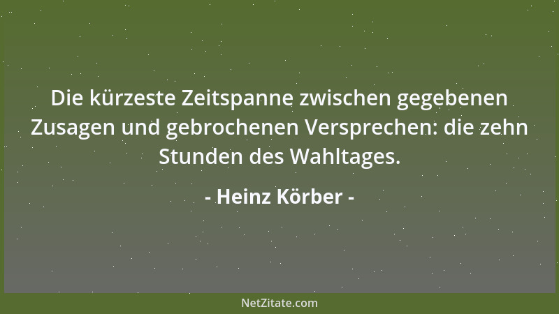 Heinz Körber - Die kürzeste Zeitspanne zwischen gegebenen Zusagen und gebrochenen Versprechen: die zehn Stunden des Wahltag...