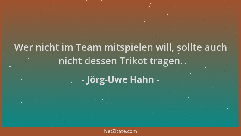 Jörg-Uwe Hahn - Wer nicht im Team mitspielen will, sollte auch nicht dessen Trikot tragen....