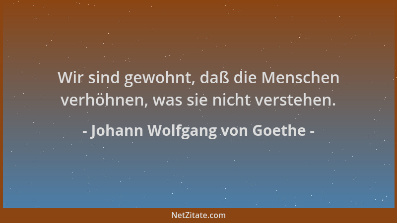 Johann Wolfgang von Goethe - Wir sind gewohnt, daß die Menschen verhöhnen, was sie nicht verstehen....