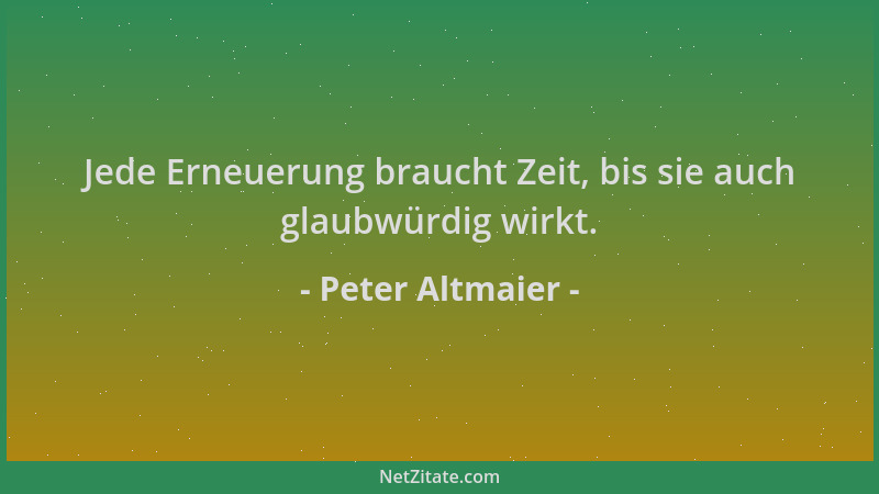 Peter Altmaier - Jede Erneuerung braucht Zeit, bis sie auch glaubwürdig wirkt....