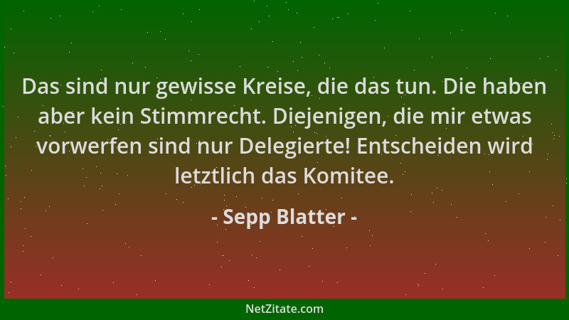 Sepp Blatter - Das sind nur gewisse Kreise, die das tun. Die haben aber kein Stimmrecht. Diejenigen, die mir etwas vorwerfe...