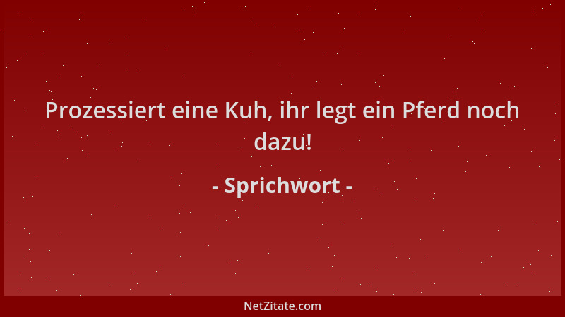 Sprichwort - Prozessiert eine Kuh, ihr legt ein Pferd noch dazu!...