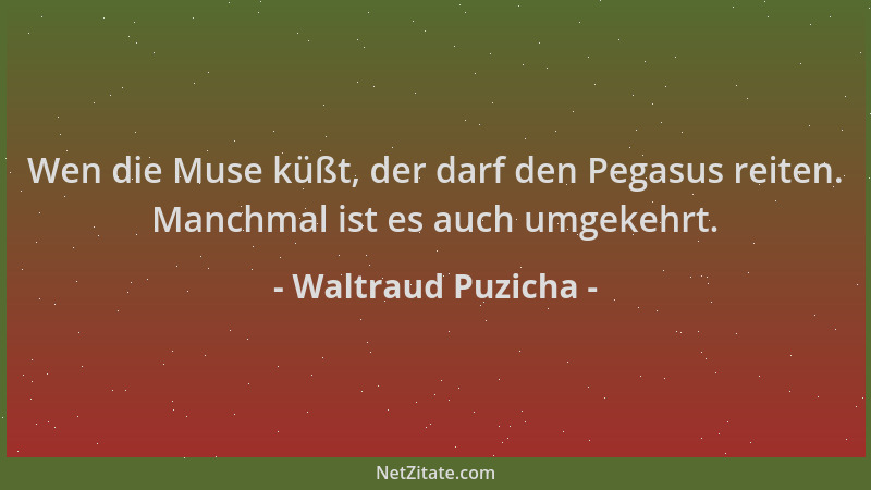Waltraud Puzicha - Wen die Muse küßt, der darf den Pegasus reiten. Manchmal ist es auch umgekehrt....