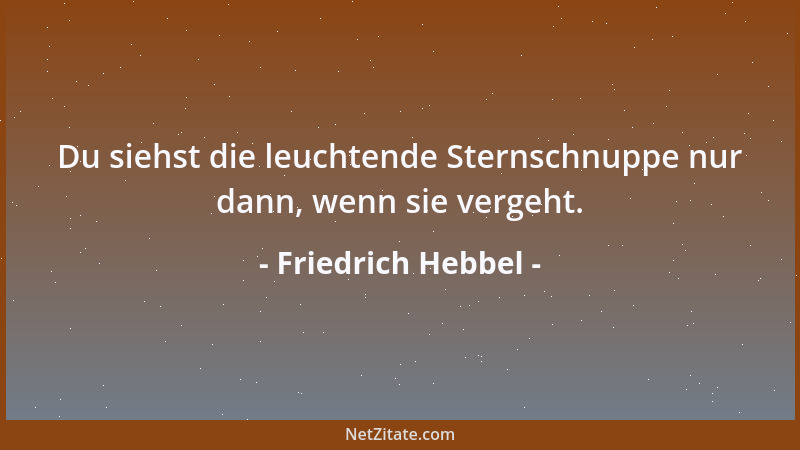 Friedrich Hebbel - Du siehst die leuchtende Sternschnuppe nur dann, wenn sie vergeht....