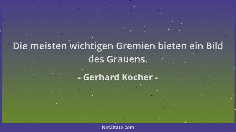 Gerhard Kocher - Die meisten wichtigen Gremien bieten ein Bild des Grauens....