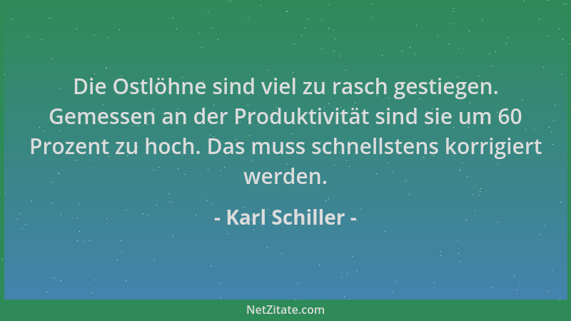 Karl Schiller - Die Ostlöhne sind viel zu rasch gestiegen. Gemessen an der Produktivität sind sie um 60 Prozent zu hoch. Da...
