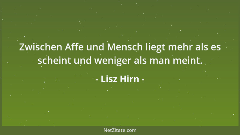 Lisz Hirn - Zwischen Affe und Mensch liegt mehr als es scheint und weniger als man meint....
