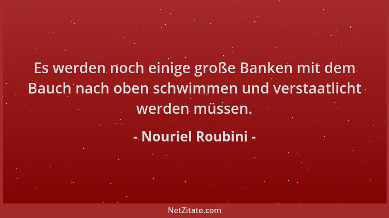 Nouriel Roubini - Es werden noch einige große Banken mit dem Bauch nach oben schwimmen und verstaatlicht werden müssen....