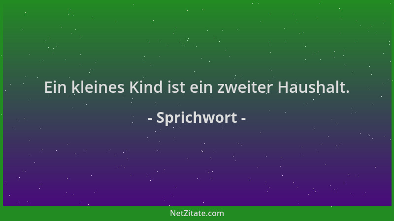 Sprichwort - Ein kleines Kind ist ein zweiter Haushalt....