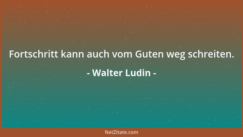 Walter Ludin - Fortschritt kann auch vom Guten weg schreiten....