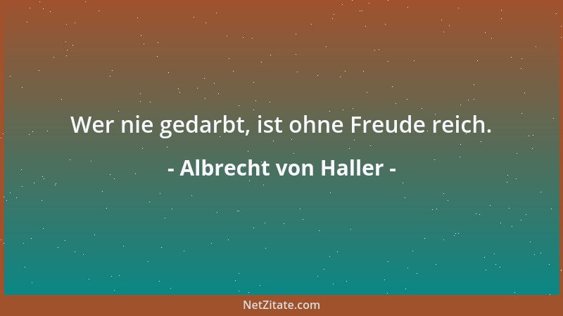 Albrecht von Haller - Wer zweifelt, ob er ist, kann keinen Schöpfer glauben....