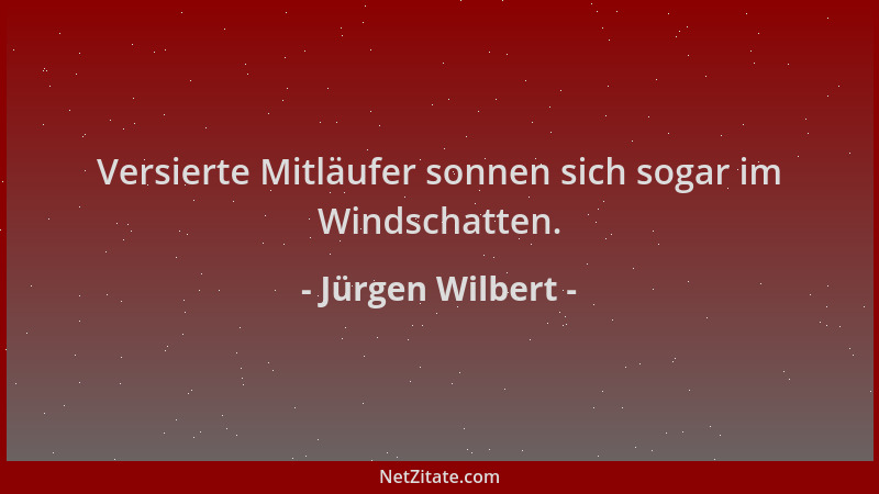 Jürgen Wilbert - Versierte Mitläufer sonnen sich sogar im Windschatten....