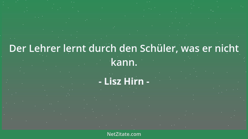 Lisz Hirn - Der Lehrer lernt durch den Schüler, was er nicht kann....