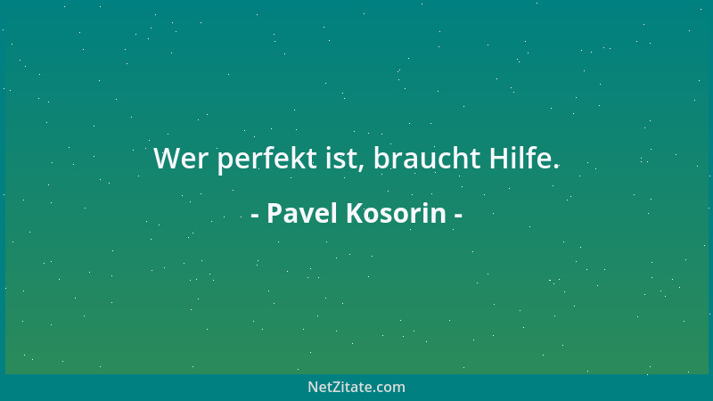 Pavel Kosorin - Wer perfekt ist, braucht Hilfe....